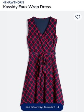 41 Hawthorn Navy Dress with Red Geometric Print